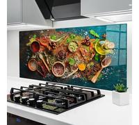 ARTHUB® Crédence de Cuisine en Verre 60x120 cm, Seasonings Mix | Protection Contre Les éclaboussures, Revêtement Mural en Carreaux, Plaque en Verre, Verre trempé, Aliments, Épices