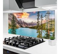 ARTHUB® Crédence de Cuisine en Verre 60x150 cm, Blue Magic Lake | Protection Contre Les éclaboussures, Revêtement Mural en Carreaux, Plaque en Verre, Verre trempé, Paysages, Lacs