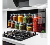 ARTHUB® Crédence de Cuisine en Verre 60x150 cm, Kitchen Spice Up | Protection Contre Les éclaboussures, Revêtement Mural en Carreaux, Plaque en Verre, Verre trempé, Aliments, Épices