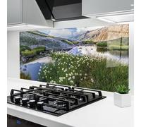 ARTHUB® Crédence de Cuisine en Verre 60x150 cm, Lake Spring View | Protection Contre Les éclaboussures, Revêtement Mural en Carreaux, Plaque en Verre, Verre trempé, Paysages, Printemps