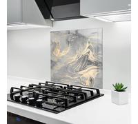 ARTHUB® Crédence de Cuisine en Verre 60x60 cm, Abstract Illusion | Protection Contre Les éclaboussures, Revêtement Mural en Carreaux, Plaque en Verre, Verre trempé, Abstrait, Marbre