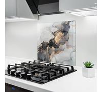 ARTHUB® Crédence de Cuisine en Verre 60x60 cm, Marble Shades | Protection Contre Les éclaboussures, Revêtement Mural en Carreaux, Plaque en Verre, Verre trempé, Abstrait, Marbre