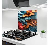 ARTHUB® Crédence de Cuisine en Verre 60x60 cm, Multicolor Pattern | Protection Contre Les éclaboussures, Revêtement Mural en Carreaux, Plaque en Verre, Verre trempé, Abstrait, Illusions optiques