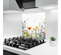 ARTHUB® Crédence de Cuisine en Verre 60x60 cm, Watercolor Spring Flowers | Protection Contre Les éclaboussures, Revêtement Mural en Carreaux, Plaque en Verre, Verre trempé, Paysages, Printemps