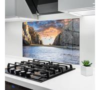 ARTHUB® Crédence de Cuisine en Verre 60x80 cm, Lover S Beach | Protection Contre Les éclaboussures, Revêtement Mural en Carreaux, Plaque en Verre, Verre trempé, Paysages, Plages
