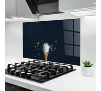 ARTHUB® Crédence de Cuisine en Verre 60x80 cm, Salt on Black | Protection Contre Les éclaboussures, Revêtement Mural en Carreaux, Plaque en Verre, Verre trempé, Aliments, Épices