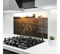 ARTHUB® Crédence de Cuisine en Verre 60x80 cm, Summer Field | Protection Contre Les éclaboussures, Revêtement Mural en Carreaux, Plaque en Verre, Verre trempé, Paysages, Été