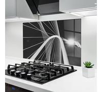 ARTHUB® Crédence de Cuisine en Verre 60x80 cm, White Glass Building | Protection Contre Les éclaboussures, Revêtement Mural en Carreaux, Plaque en Verre, Verre trempé, Paysages, Urbain