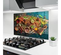 ARTHUB® Crédence de Cuisine en Verre 70x100 cm, Seasonings Mix | Protection Contre Les éclaboussures, Revêtement Mural en Carreaux, Plaque en Verre, Verre trempé, Aliments, Épices