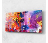 ARTHUB® Moderne impression sur verre 60x150 cm, 4mm verre trempé | Tableau en verre salon et chambre, Décoration murale moderne, Décoration intérieure, abstrait, Art Panorama