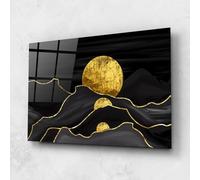 ARTHUB® Moderne impression sur verre 60x80 cm, 4mm verre trempé | Tableau en verre salon et chambre, Décoration murale moderne, Décoration intérieure, paysages, Black Moutains