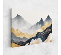 ARTHUB® Tableau sur toile 40x60 cm, Gold Grey Mountain | Décoration de salon, Tableaux suspendus, Décoration murale, Décoration de maison, paysages, montagnes