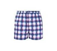 ARTHUR - Caleçon Homme - 100% Coton Bio Doux - Coupe Ample et Confortable - Motif Ours Carreaux Marine - Taille L