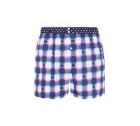 ARTHUR - Caleçon Homme avec Maintien intégré - 100% Coton Bio - Confort et Soutien Optimal - Motif Ours Carreaux Marine - Taille L
