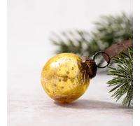 Arthur Cameron Lot de 6 petites boules en verre craquelé soufflé à la main de 2,5 cm - Petits ornements à suspendre avec capuchons en bronze et attaches en organza - Décorations de sapin de Noël (doré