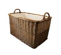 Arthur Cameron Panier à bûches en osier avec doublure et poignées (55 x 35 x 32 cm) Panier de rangement robuste parfait pour jouets, couvertures, couloir, garage, salon, chambre ou bureau