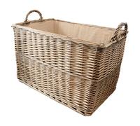 Arthur Cameron Panier à bûches en osier avec doublure et poignées (55x35x32cm) Panier de rangement robuste parfait pour les jouets, les couvertures, le couloir, le garage, le salon, la chambre ou le