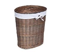 Arthur Cameron Panier à linge ovale de luxe en osier avec couvercle (Grand, aspect antique lavé)