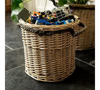 Arthur Cameron Panier circulaire rond en osier doublé pour bûches/Boîte de rangement/Jardinière (Petit)