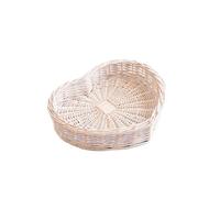 Arthur Cameron Panier de rangement en osier en forme de cœur pour repose-pieds Blanc Taille M