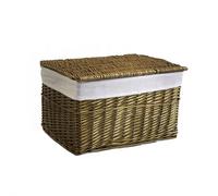 Arthur Cameron - Panier en osier doublé avec couvercle amovible et doublure en coton - Parfait pour le rangement de la salle de bain, du salon ou de la chambre - Panier de rangement avec couvercle