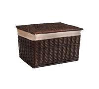 Arthur Cameron - Panier en osier doublé avec couvercle amovible et doublure en coton - Parfait pour le rangement de la salle de bain, du salon ou de la chambre - Panier de rangement avec couvercle