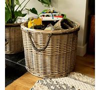 Arthur Cameron Panier rond circulaire en osier doublé pour bûches/Boîte de rangement/Jardinière (Grand)