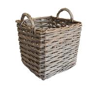Arthur Cameron Petit panier de rangement carré Rapallo en osier naturel fait à la main, couleur délavée antique (petit)