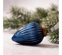 Arthur Cameron Petites décorations de sapin de Noël en verre craquelé de 5,1 cm - Soufflées à la main pour arbres de Noël traditionnels et pays des merveilles d'hiver (vieille bleu marine)
