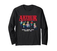 Arthur Friends on Bikes Group Pose Cartoon Manche Longue
