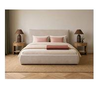 Arthur - lit coffre queen size - 160x200 cm - en tissu texturé - Beige