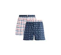 ARTHUR - Lot de 2 caleçons Homme avec Maintien intégré - 100% Coton Bio - Confort et Soutien Optimal - Motif Ours Polaire Carreaux Marine - Taille M