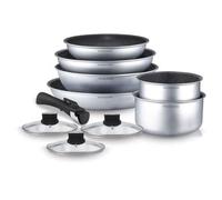 Arthur Martin AM167S Batterie de cuisine amovible 10 pièces Aluminium revêtement anti adhérent Poignée amovible tous feux dont induction