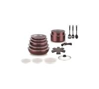 Arthur Martin - Batterie 18 pcs - 3 poêles 20-22-26 cm - 2 casseroles 16-18 cm - 1 sauteuse 24 cm - 1 wok 28 cm - 1 couvercle en verre 24 cm