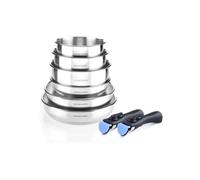 Arthur Martin Batterie de cuisine AM5538 — Acier inox, poignée amovible, tous feux dont induction