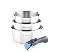 ARTHUR MARTIN Set 3 casseroles 16/18/20 cm + 1 poignée gris