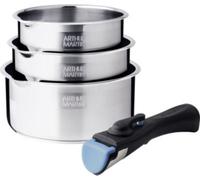 Arthur Martin – Lot de 3 casseroles AM3456 – inox, manche amovible 16/18/20 cm