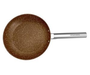 ARTHUR MARTIN, Poêle 20 cm Grand Chef, Aluminium forgé, revêtement anti adhérent, poignées et anses en acier rivet, Tous feux dont induction, Compatible Lave Vaisselle, Crème