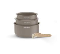 Set de 3 casseroles - Tous feux dont induction - ARTHUR MARTIN - AM1122 - Céramique - Ø 16-18-20 cm + poignée amovible - Taupe