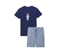 ARTHUR PAU - Pyjama Court Homme, Ensemble Manches Courtes et Short - 100% Coton Bio léger, Doux et Confortable - Motif Livre Fantaisie Marine - Taille M