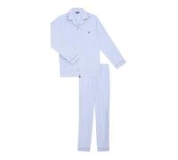 ARTHUR - Pyjama boutonné Homme Rayure Bleue - Ensemble de Pyjama Homme - Chemise boutonnée et Pantalon - Coton Issu de l'agriculture Biologique - Bleu - Taille XL