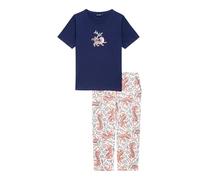 ARTHUR - Pyjama Corsaire Femme Tigre - Ensemble de Pyjama Femme - T-Shirt Manches Courtes et Pantalon mi-Long - Coton Issu de l'agriculture Biologique - Blanc - Taille S