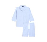 ARTHUR - Pyjama Court boutonné Femme Rayure Mona - Ensemble de Pyjama Femme - Chemise Boutonné et Short - 100% Coton - Bleu - Taille M