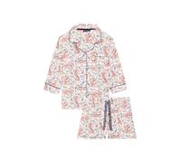 ARTHUR - Pyjama Court boutonné Femme Tigre - Ensemble de Pyjama Femme - Chemise Boutonné et Short - Coton Issu de l'agriculture Biologique - Blanc - Taille XL