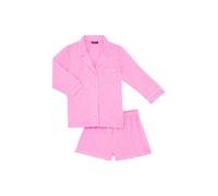 ARTHUR - Pyjama Court Boutonné Fluo - Pyjama Court pour Femme - Ensemble de Pyjama en Coton - Vêtement de Nuit Confortable et Doux - Rose - XL