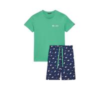 ARTHUR - Pyjama Court Homme 100% Coton Jersey - Ensemble Manches Courtes & Short à Motifs Baskets Vert Marine - Léger, Doux et Respirant - Taille S