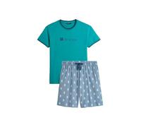 ARTHUR - Pyjama Court Homme 100% Coton Jersey - Ensemble Manches Courtes & Short à Motifs Robot IA Vert et Bleu - Léger, Doux et Respirant - Taille M