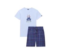 ARTHUR - Pyjama Court Homme, Ensemble Manches Courtes et Short - 100% Coton Bio léger, Doux et Confortable - Motif 2CV Ski Marine - Taille XXL