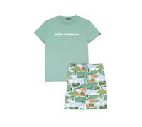 ARTHUR - Pyjama Court Homme, Ensemble Manches Courtes et Short - 100% Coton Bio léger, Doux et Confortable - Motif Vert Campagne - Taille M