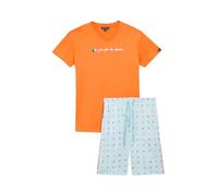 ARTHUR - Pyjama Court Homme, Ensemble Manches Courtes et Short - 100% Coton Bio léger, Doux et Confortable - Motif Camping Vert - Taille XXL